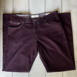 Brax Feel Good Men’s Cooper Fancy Regular Fit Flat Front Pants Size 35x32 Maroon